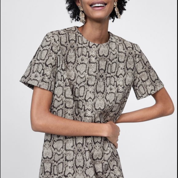 Zara SNAKESKIN Print Dress - Picture 4 of 6